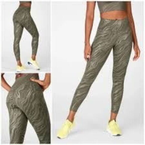 Fabletics Define Powerhold High Waisted Leggings 7/8 Green Stretch Yoga Medium - Picture 1 of 6